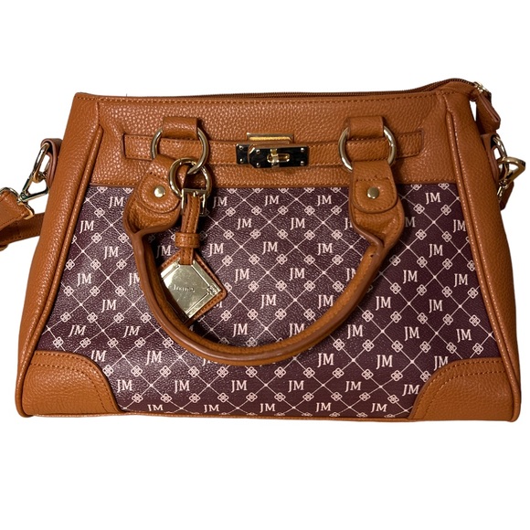 Danbury Mint Personalized JM Initial BrownFaux Leather Handbag - Picture 1 of 16